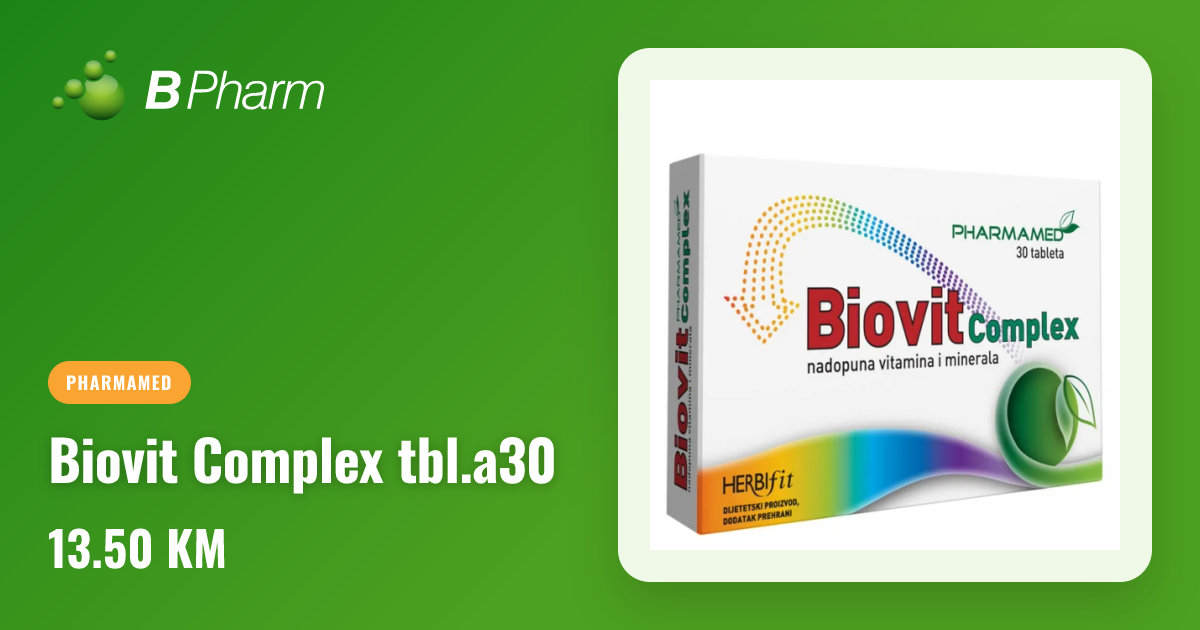 BIOVIT COMPLEX TBL.A30 - B Pharm Shop